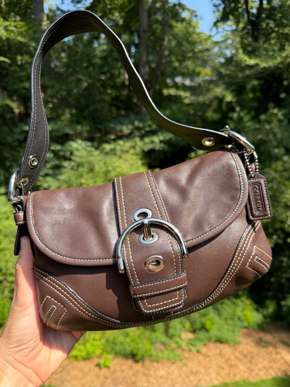 Coach Vintage Y2K Soho Small Buckle Flap Leather Shoulder Bag  F10188 Brown